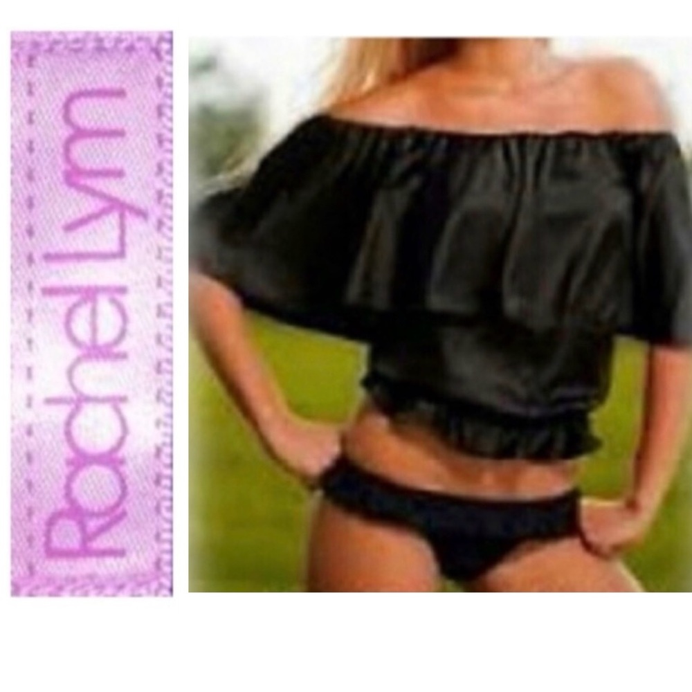 🌺 RACHEL LYM Luxurious Black Ruffle Convert. Cover-up / Blouse NWT $90 XS